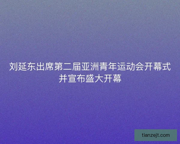 刘延东出席第二届亚洲青年运动会开幕式并宣布盛大开幕