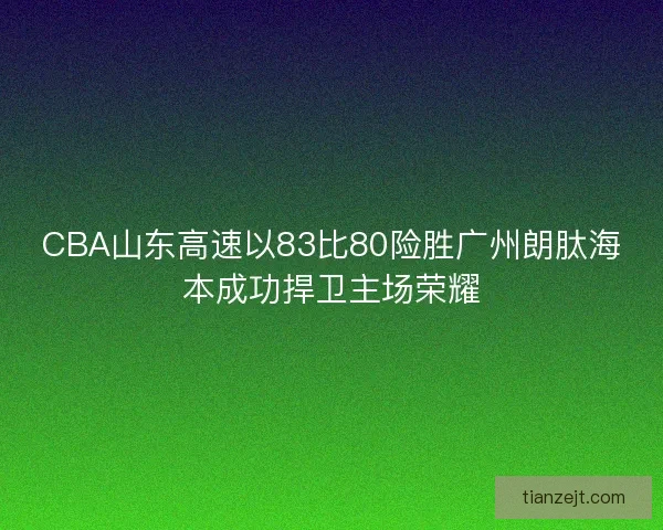 CBA山东高速以83比80险胜广州朗肽海本成功捍卫主场荣耀 CBA山东高速以83比80险胜广州朗肽海本成功捍卫主场荣耀